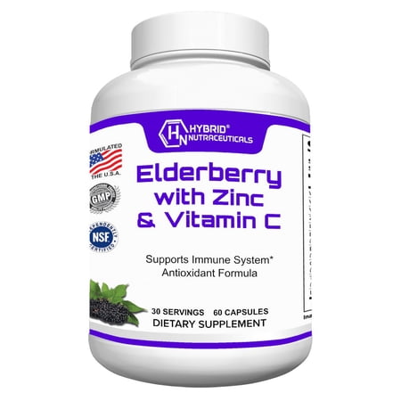 Sambucus Black Elderberry with Zinc and Vitamin C for Adults, Immune Support with Echinacea, Turmeric, Garlic, Vitamin E, B6, Probiotics and L-Glutamine