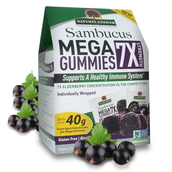 Nature’s Answer Sambucus Mega Gummies 7X Concentrated, Black Elderberry Gummies, 30 Count