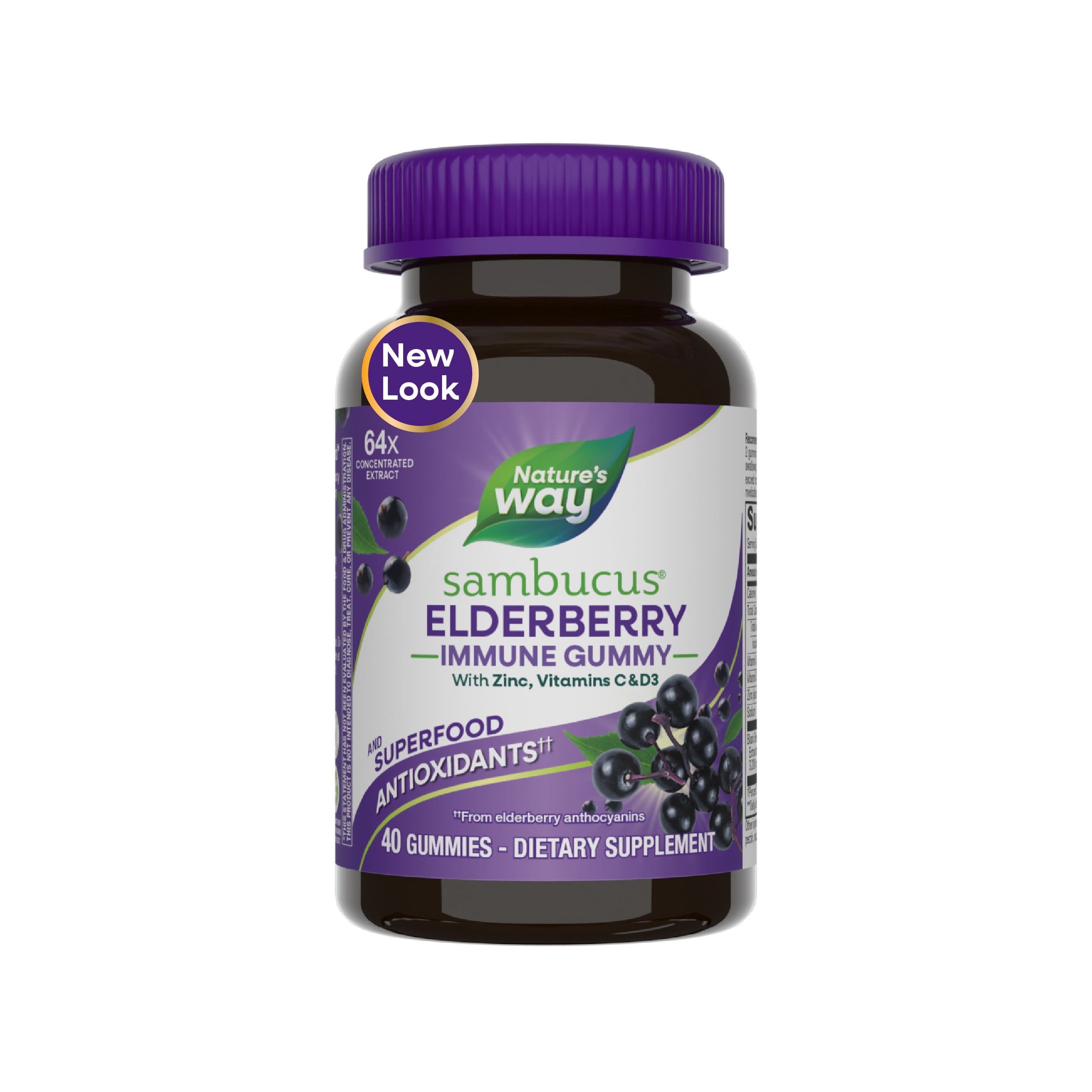Nature's Way Sambucus Elderberry Gummies, Immune Support, Vitamin