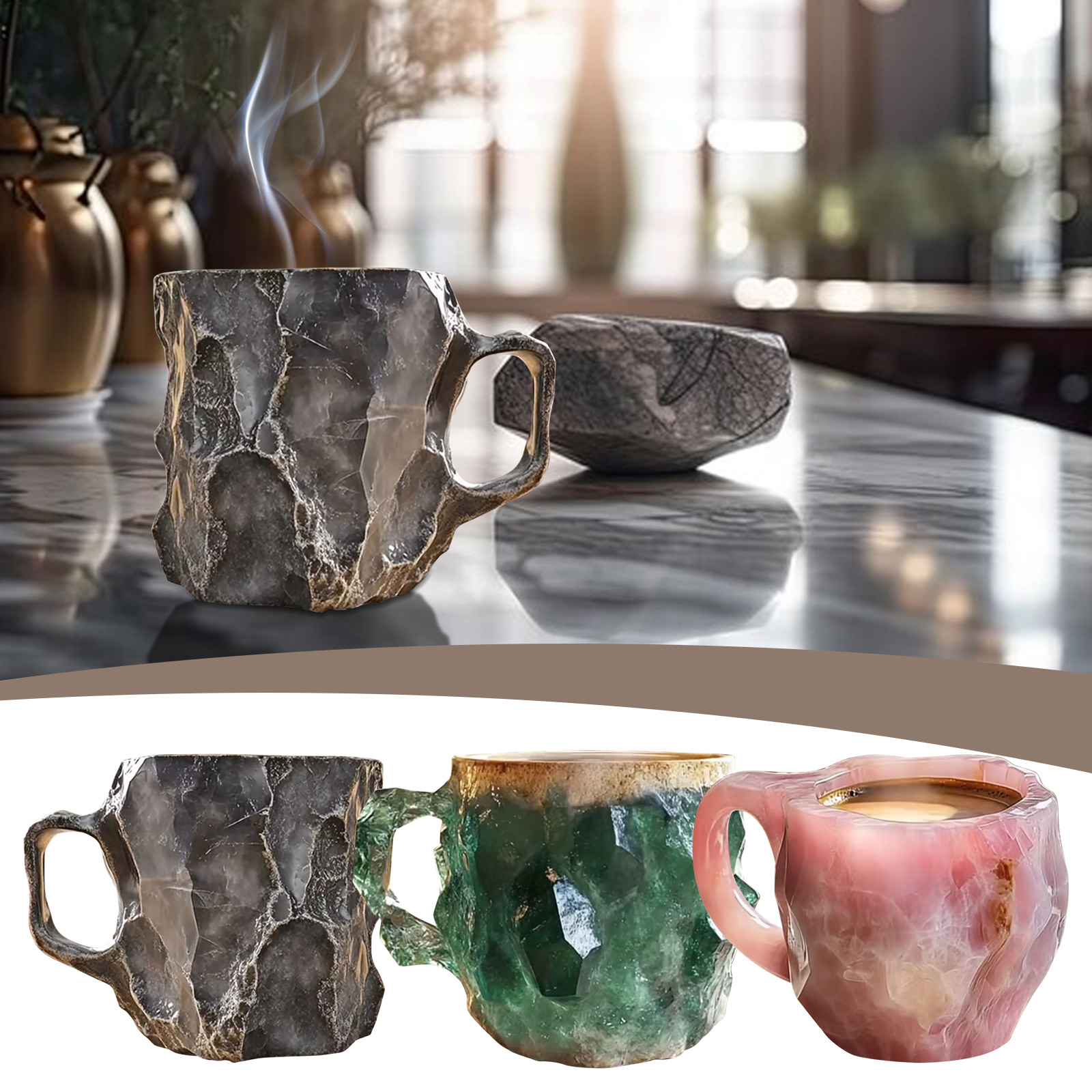 Samdeem New Mineral Crystal Coffee Mugs, Crystal Mineral Coffee Mugs