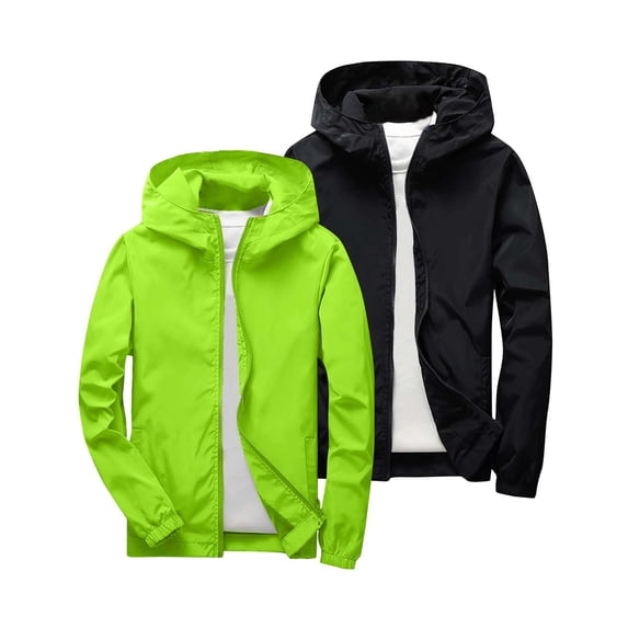 Samdudou 2 PCS Kids Lightweight Waterproof Rain Jacket - Toddler Boys Girls Softshell Hooded Raincoat Windbreaker Outdoor Hiking Travel, Size 11-12 Years