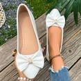 thumbnail image 1 of Samdudou Ballet Flats for Women Pointed Closed Toe Slip On Dress Shoes Large Bowknot Detail with Rhinestone Accent for Wedding Party, 1 of 9