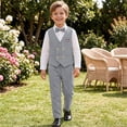 thumbnail image 1 of Samdudou Boys 2 Piece Dress Clothes Long Sleeve Button Down Shirt Double Breasted Solid Vest Trousers Bow Tie Gentleman Formal Outfit for Church, 1 of 7