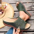 thumbnail image 1 of Samdudou Chunky Sole Slide Sandals for Women Open Toe Slip On Wedges Elegant Laser Cutout Floral Pattern Scalloped Edges Casual Summer Beach Vacation Walking Shoes, 1 of 9