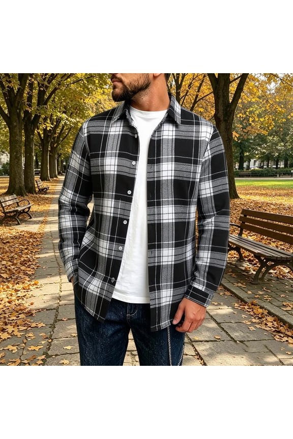 Clothing for Men Plaid Shirts Long Sleeve Button Down Retro Tartan Fall Jackets Rugged Lumberjack Style Daily Apparel Outerwear