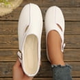 thumbnail image 1 of Samdudou Dress Shoes for Women Closed Toe Round Front Slip On Flats Unique Asymmetrical Buckle Strap Woven Textured Fabric Minimalist Aesthetic Everyday Footwear, 1 of 9