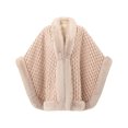thumbnail image 1 of Samdudou Fall Sweaters for Women Striped Pattern Poncho Wrap with Faux Fur Collar Elegant Shawl Open Front Cardigan for Chilly Weather Holiday Vacation Upscale Gatherings, 1 of 9