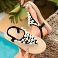 thumbnail image 1 of Samdudou Flat Sandals for Women Open Toe Slingback Slip On Shoes Elegant Faux Pearl Embellished Elastic Ankle Strap Bohemian Summer Vacation Seaside Footwear, 1 of 6