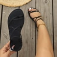 thumbnail image 1 of Samdudou Flat Sandals for Women Open Toe Minimalist Summer Shoes Elegant Thin Asymmetrical Strappy Design Slip On Beach Footwear, 1 of 5