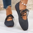thumbnail image 1 of Samdudou Flats for Women Dressy Closed Toe Ribbed Knit Ballet Shoes Elegant Lace Up Ankle Strap Minimalist Footwear for Dance Party Work, 1 of 9