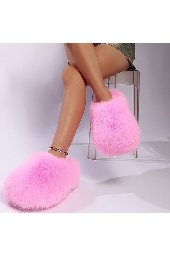 Fluffy Slippers for Women Closed Toe Shaggy Faux Fur Scuffs Ultra Plush Bedroom House Shoes Cushioned Memory Foam Anti Skid Indoor Outdoor Lounge Footwear