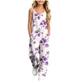 thumbnail image 1 of Samdudou Girls Rompers Adjustable Spaghetti Strap Jumpsuits Botanical Blossom Print Wide Leg Overalls Casual One Piece Playwear Pants for Outdoors for kid Size 5-14 Years, 1 of 9