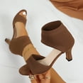 thumbnail image 1 of Samdudou Heels for Women Open Toe Knit Stretch Ankle Bootie Sandals Elegant Slip On Spool Low Heel Dressy Shoes for Evening Party Wedding Guest Dance Banquet, 1 of 9