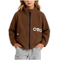 thumbnail image 1 of Samdudou Kids Fleece Jackets Zip Up Long Sleeve Winter Warm Coats Fall Outerwear with Stand Collar for Boys Girls School Outdoor Playwear Printed Graphic Sweatershirts Size 2-14 Years, 1 of 9
