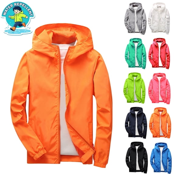 Samdudou Kids Lightweight Waterproof Rain Jacket - Toddler Boys Girls Softshell Hooded Raincoat Windbreaker Outdoor Hiking Travel Size 3-12