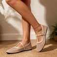 thumbnail image 1 of Samdudou Mary Jane Shoes for Women Closed Toe Flat Sandals Breathable Hollow Out Fishnet Mesh T Strap Buckle Vintage Casual Walking Footwear for Office Street, 1 of 8