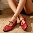 thumbnail image 1 of Samdudou Mary Jane Shoes for Women Closed Toe Flat Sandals Breathable Hollow Out Fishnet Mesh T Strap Buckle Vintage Casual Walking Footwear for Office Street, 1 of 8