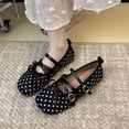 thumbnail image 1 of Samdudou Mary Janes Shoes for Women Closed Toe Round Front Multiple Criss Cross Buckle Straps Sweet Bowknot Decor Polka Dot Print Casual Walking Everyday Footwear, 1 of 8