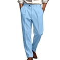 thumbnail image 1 of Samdudou Mens Dress Pants Pleated Front Tailored Slacks Straight Leg Loose Bottoms Classic Business Work Trousers for Professional Office Workers Daily Commute, 1 of 6
