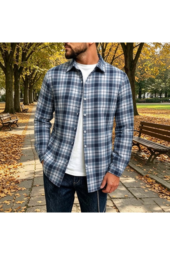 Mens Flannel Shirts Long Sleeve Plaid Button Down Casual Checkered Fall Shacket Classic Tartan Pattern Collared Outdoor Tops