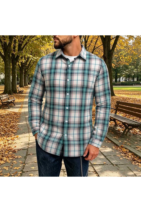 Mens Flannel Shirts Long Sleeve Plaid Button Down Casual Checkered Fall Shacket Classic Tartan Pattern Collared Outdoor Tops