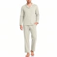 thumbnail image 1 of Samdudou Mens Pajamas Set Long Sleeve Button Down Sleepwear Classic Notch Collar Solid Two Piece Lounge Suit Pjs for Home Working Remote and Weekend Resting Time, 1 of 9