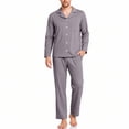 thumbnail image 1 of Samdudou Mens Pajamas Set Long Sleeve Button Down Sleepwear Classic Notch Collar Solid Two Piece Lounge Suit Pjs for Home Working Remote and Weekend Resting Time, 1 of 9