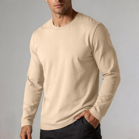 Samdudou Mens T Shirts Long Sleeve Crewneck Casual Basic Tees Everyday Layering Undershirts Lightweight Athletic Training Tops Classic Daily Workout Pullover Apparel