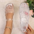 thumbnail image 1 of Samdudou Sandals for Women Casual Closed Toe Sparkly Jelly Mary Janes Hollow Out Woven Style Adjustable Strap Slip On Beach Water Shoes Vacation Travel Summer Essentials, 1 of 9