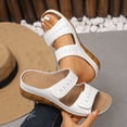 thumbnail image 1 of Samdudou Sandals for Women Casual Summer Slip On Flat Shoes Open Toe Double Strap Hollow Out Pattern Lightweight Footwear for Office, 1 of 7