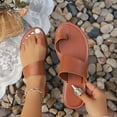 thumbnail image 1 of Samdudou Slide Sandals for Women Open Toe Flat Slippers Unique Asymmetrical Wide Strap Toe Ring Design Minimalist Casual Summer Beach Vacation Everyday Footwear, 1 of 9