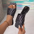 thumbnail image 1 of Samdudou Slides for Women Summer Open Toe Flat Sandals Chic Polka Dot Print Ruched Straps Square Toe Slip On Shoes Elegant Vacation Beach Footwear for Ladies, 1 of 9