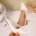 thumbnail image 1 of Samdudou Slingback Heels for Women Closed Toe Pointed Low Kitten Heel Pumps Smooth Faux Leather Minimalist Elegant Dress Shoes Slip-On Back Strap Footwear for Office Work Daily Wear, 1 of 9