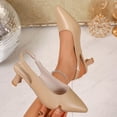 thumbnail image 1 of Samdudou Slingback Heels for Women Closed Toe Pointed Low Kitten Heel Pumps Smooth Faux Leather Minimalist Elegant Dress Shoes Slip-On Back Strap Footwear for Office Work Daily Wear, 1 of 9