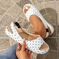 thumbnail image 1 of Samdudou Slingback Sandals for Women Open Toe Flatform Wedges Retro Polka Dot Print Wide Single Band Slip On Casual Summer Beach Vacation Everyday Stylish Footwear, 1 of 9