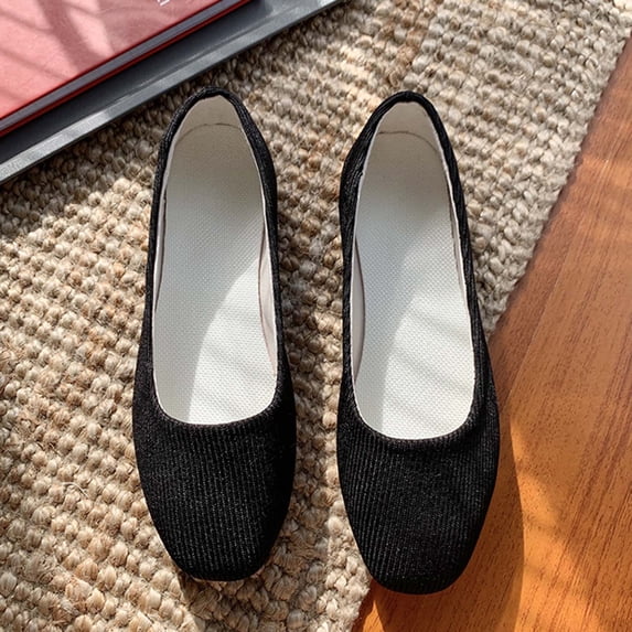 Samdudou Slip On Shoes for Women Closed Toe Classic Round Toe Loafers Ribbed Textured Upper Minimalist Lightweight Casual Everyday Walking Flats