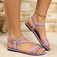 thumbnail image 1 of Samdudou Strappy Sandals for Women Open Toe Flat Shoes Multi Strap Design Elastic Ankle Band Slip On Summer Footwear Dressy Casual Beach Wedding Guest Vacation Party Essentials, 1 of 7