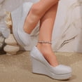 thumbnail image 1 of Samdudou Wedge Heels for Women Closed Toe High Elevated Pumps Glitter Sparkly Slip On Dress Shoes for Evening Party Wedding Prom Elegant Formal Footwear, 1 of 7