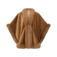 thumbnail image 1 of Samdudou Winter Coats for Women Thick Warm Cape Plush Faux Fur Poncho Wrap Fluffy Shawl Open Front Outerwear for Freezing Temperatures Luxurious Holiday Parties Styling, 1 of 4