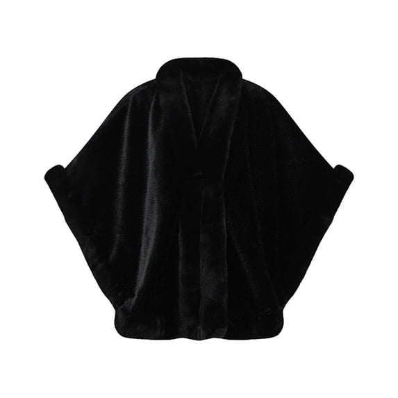 Samdudou Winter Coats for Women Thick Warm Cape Plush Faux Fur Poncho Wrap Fluffy Shawl Open Front Outerwear for Freezing Temperatures Luxurious Holiday Parties Styling
