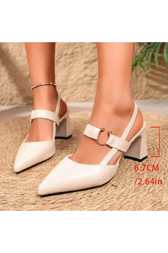 Women Closed Toe Pointed Slingback Pumps Summer Block Heel Shoes with Ankle Strap Elegant Casual Formal Footwear for Wedding Guest and Grad Season