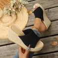 thumbnail image 1 of Samdudou Women Open Toe Espadrilles Sandals Bohemia Summer Wedges Casual Thick Sole Add Height Shoes Fashion Summer Outdoor Beach Slides for Beach, Wedding, 1 of 6