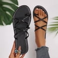 thumbnail image 1 of Samdudou Women Strappy Flat Sandals Open Toe Gladiator Slide Sandals Summer Casual Dressy Beach Walking Shoes Criss Cross Slip On Slippers Vacation Outdoor Daily Wear, 1 of 9