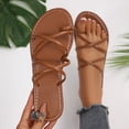 thumbnail image 1 of Samdudou Women Strappy Flat Sandals Open Toe Gladiator Slide Sandals Summer Casual Dressy Beach Walking Shoes Criss Cross Slip On Slippers Vacation Outdoor Daily Wear, 1 of 9