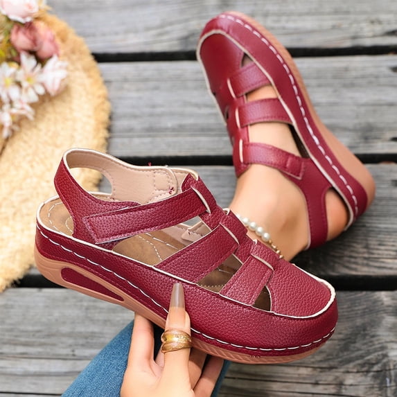 Samdudou Womens Casual Shoes Closed Toe Fisherman Sandals Cutout Strappy Design Adjustable Hook and Loop Strap Closure Textured Faux Leather Daily Wear Outdoor Summer Footwear