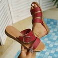 thumbnail image 1 of Samdudou Womens Casual Shoes Open Toe Flat Slide Sandals Triple Asymmetrical Thin Straps Single Metallic Square Buckle Detail Slip On Everyday Walking Footwear, 1 of 9