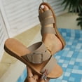 thumbnail image 1 of Samdudou Womens Casual Shoes Open Toe Flat Slide Sandals Triple Asymmetrical Thin Straps Single Metallic Square Buckle Detail Slip On Everyday Walking Footwear, 1 of 9