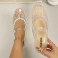 thumbnail image 1 of Samdudou Womens Flats Closed Toe Rhinestone Trim Mary Jane Jelly Shoes Breathable Cutout Design Buckle Strap Dressy Slip On Vacation Outdoor Everyday Sparkly Sandals, 1 of 9