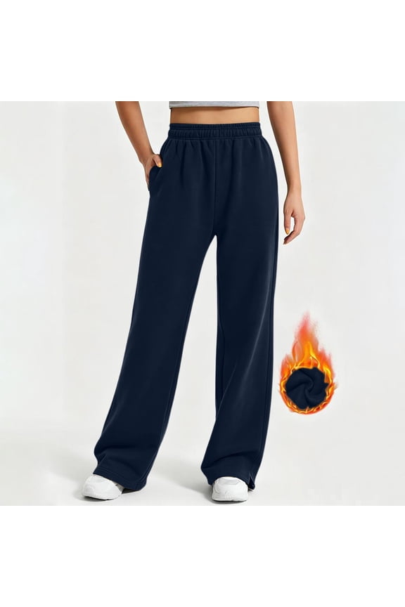 Womens Fleece Lined Sweatpants Winter Thick Warm Trousers High Waisted Athletic Joggers Thermal Cold Weather Running Lounge Activewear with Pockets