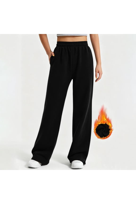 Womens Fleece Lined Sweatpants Winter Thick Warm Trousers High Waisted Athletic Joggers Thermal Cold Weather Running Lounge Activewear with Pockets